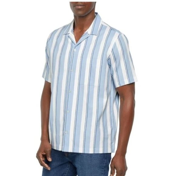 Gap Blue & White Striped Short Sleeve Button-Up Shirt Size XL, NEW - Picture 1 of 10